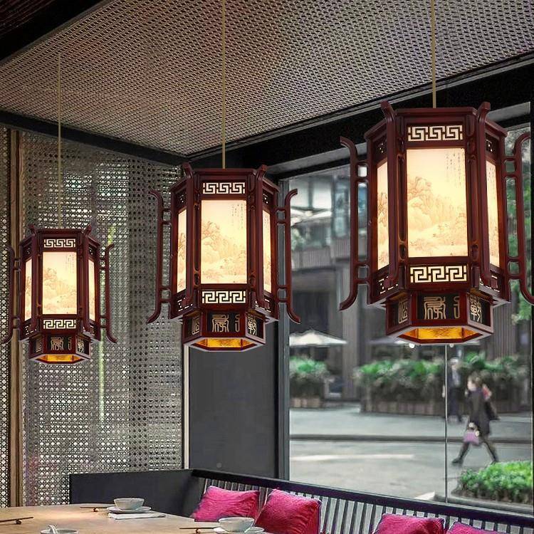 中式9726厅餐工程吊灯六角复道仿古别墅饭店楼小梯过创意个性灯笼