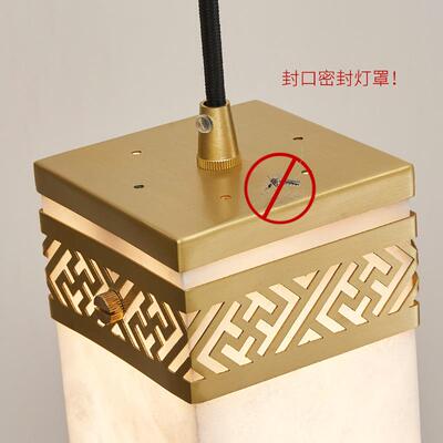 05新款新中式全铜云石灯2罩床头灯吊中国风卧室书房茶87351室复古