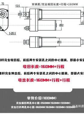 700KG工业级大推力电动推杆直流电机12V24V48V大型升降器伺服电杆