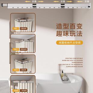 AS654651款新隐形浴帘简约整体可折离叠防水防霉浴淋室浴遮挡干湿