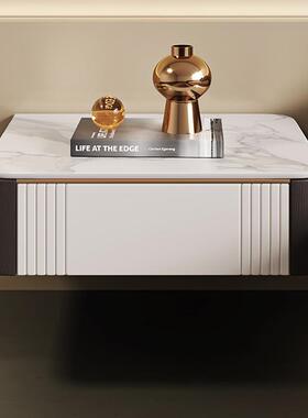 意轻奢岩床柜现代简约头创意悬式浮极简卧室带led灯实木90744床边