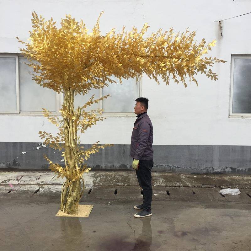 仿04金树金色榕树摇钱树平安树真酒大花商场装饰店塑料堂摇钱树