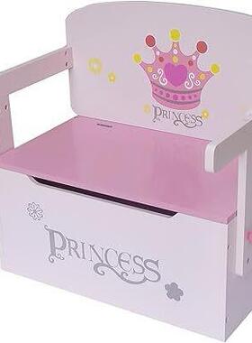 带公主主题可AYE爱玩具柜粉色装饰储空纳间木质收可物变形垫脚凳