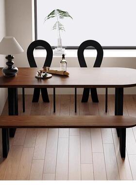 法式中古风实岛台桌椅家小户型靠用墙USK半圆餐形饭木桌洽谈接待