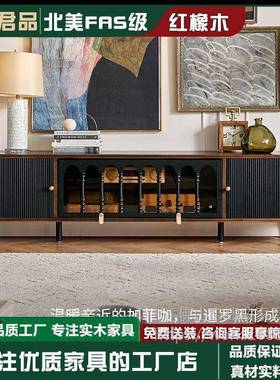 各各沃美法式MUZ实木型复实古木电视柜式小户客厅储物柜中古风家