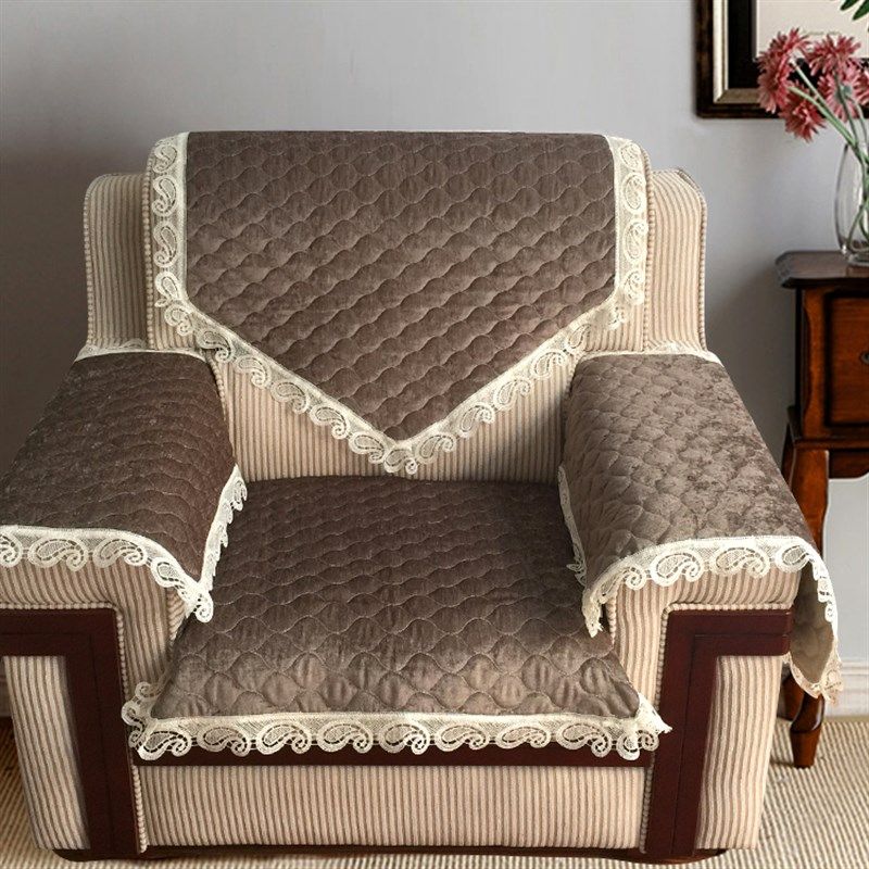 雪尼尔沙发坐垫高档商务会议办公室扶手巾单人盖巾套欧式皮防滑罩