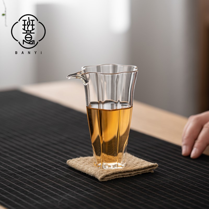 花型玻璃公杯高硼硅耐高温分茶器花蕊造型茶海功夫茶具鹰嘴公道杯