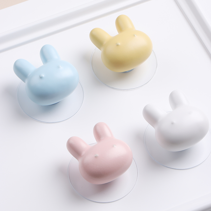 柜门拉手现代简约免钉贴强力自粘免打孔儿童房动物衣柜门把手