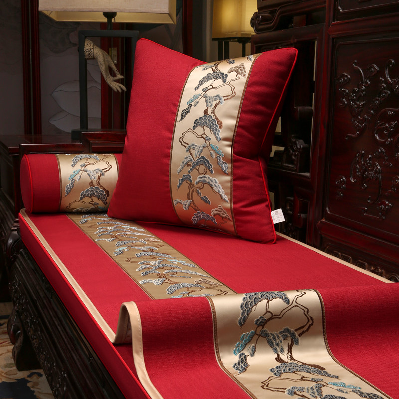 中式红木沙发靠背巾棉麻坐垫套罩巾高档四季通用罗汉床垫盖布定制