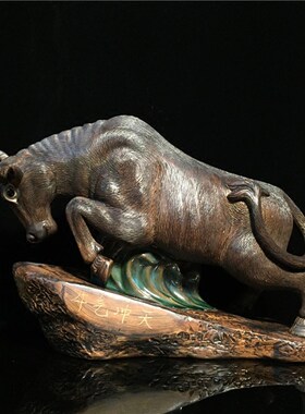 石湾公仔陶瓷牛生肖创意家居客厅博古架电视柜摆件开业手工艺礼品