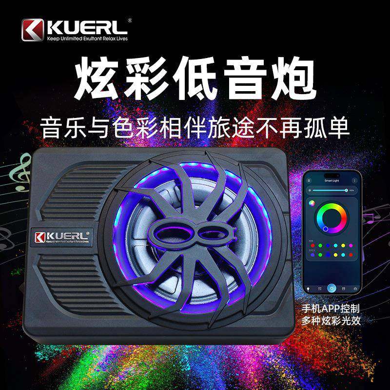 厂家车载音响改装蜘蛛带灯款10寸大功率有源汽车超薄低音炮