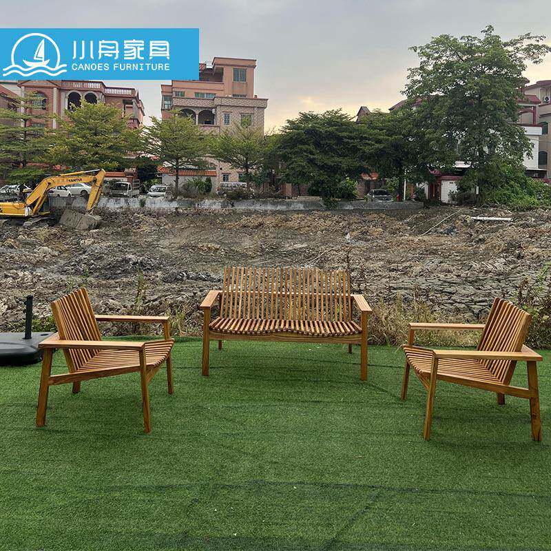 户外休闲家具庭院花园别墅实木沙发露台民宿室外柚木茶几桌椅组合