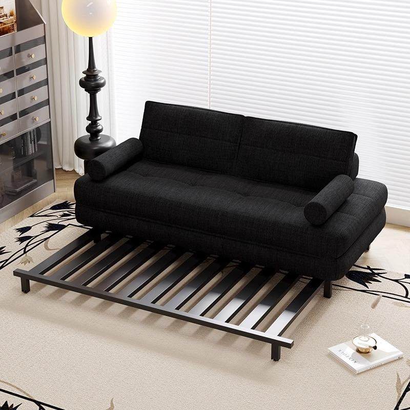 黑色皮艺布艺单人双人民宿小户型酒店客厅可折叠沙发床一体两用