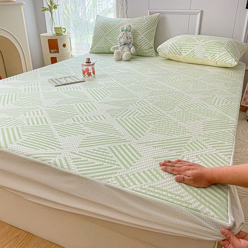 A类可机洗水洗可折叠软席聚乙烯凉感凉席夏季提花席子床笠款防滑