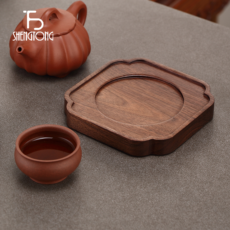 胡桃木茶壶垫整块实木隔热垫茶具配件防滑养壶垫壶承茶托盖碗底座