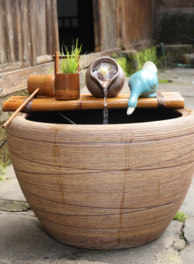 小型陶瓷鱼缸自制出水口diy装饰循环吐水流水器摆件水族箱微景观