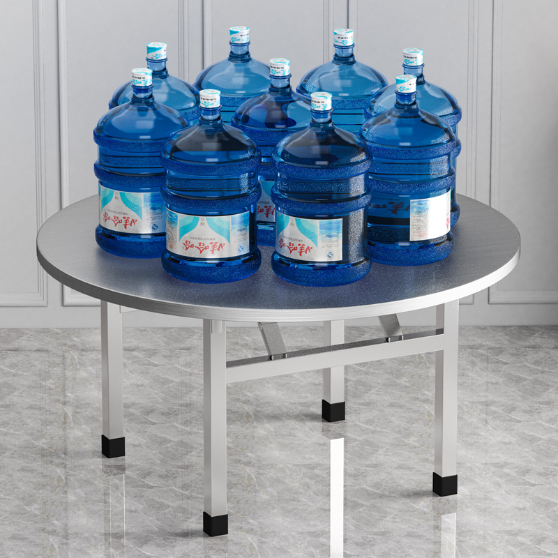 30不锈钢转盘餐桌折叠桌子圆形酒店饭店大排档流水席圆桌面家用