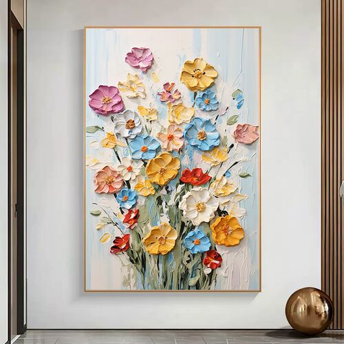 抽象花瓶花朵客厅玄关装饰画卧室桌面摆画肌理立体感挂画墙面壁画