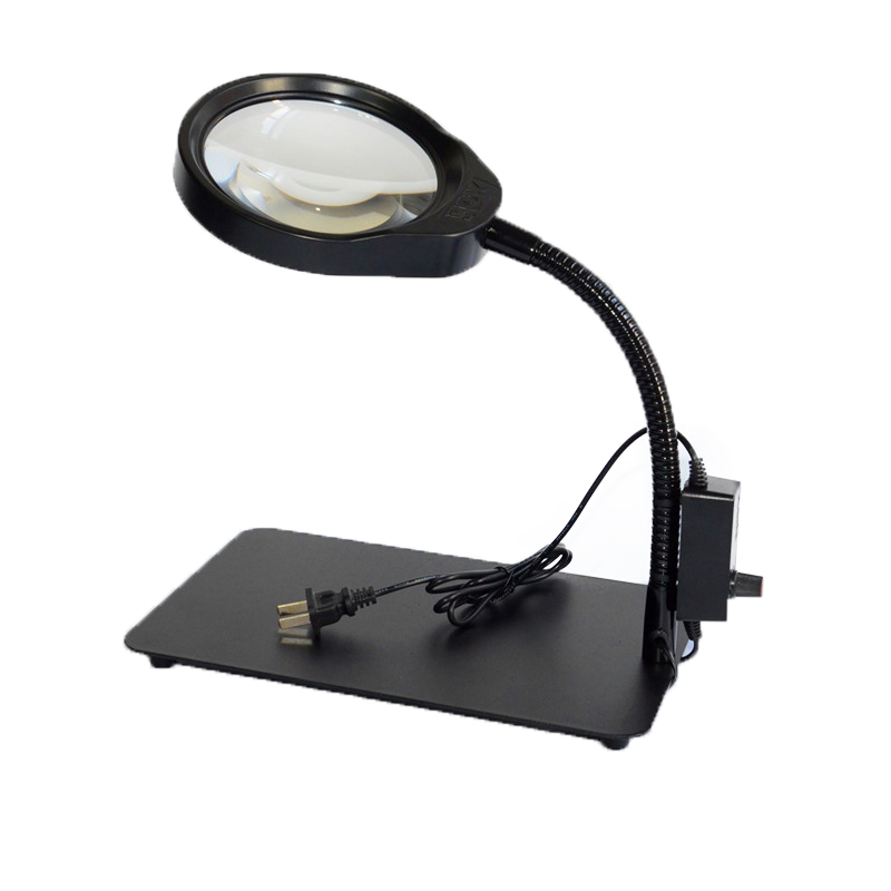 PDOK高清10倍台式带LED五金电子检测维修鉴赏阅读放大镜台灯