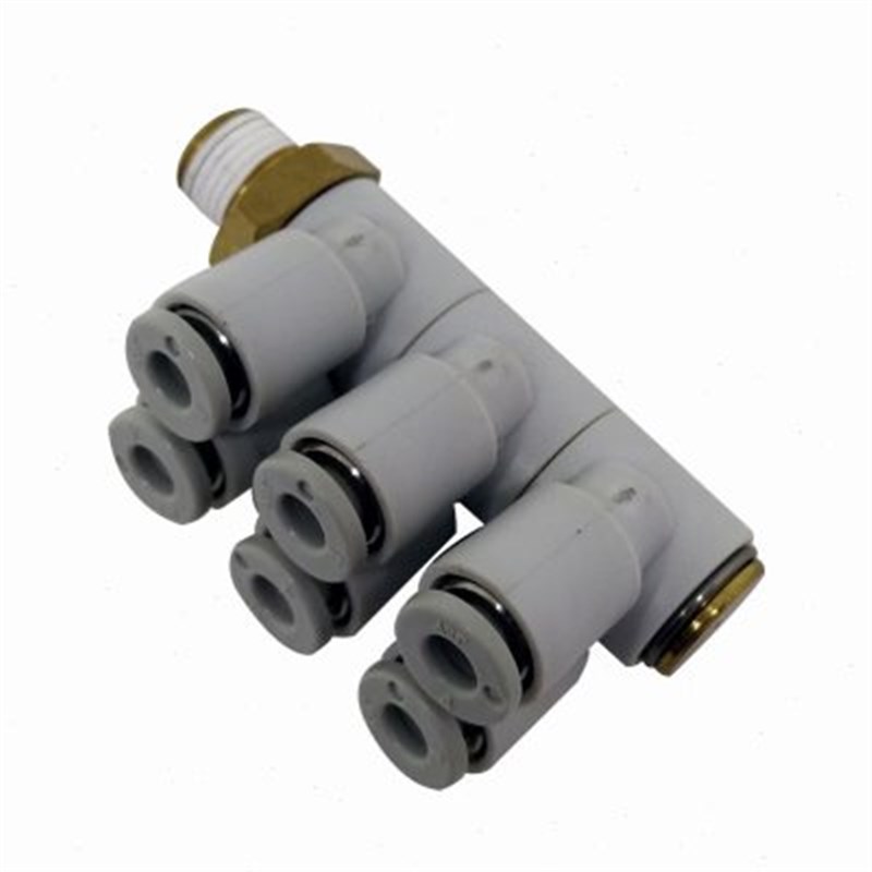 一拖六型气动接头一进螺纹转6出快速7通口1,2,3分转4/6/8/10 12