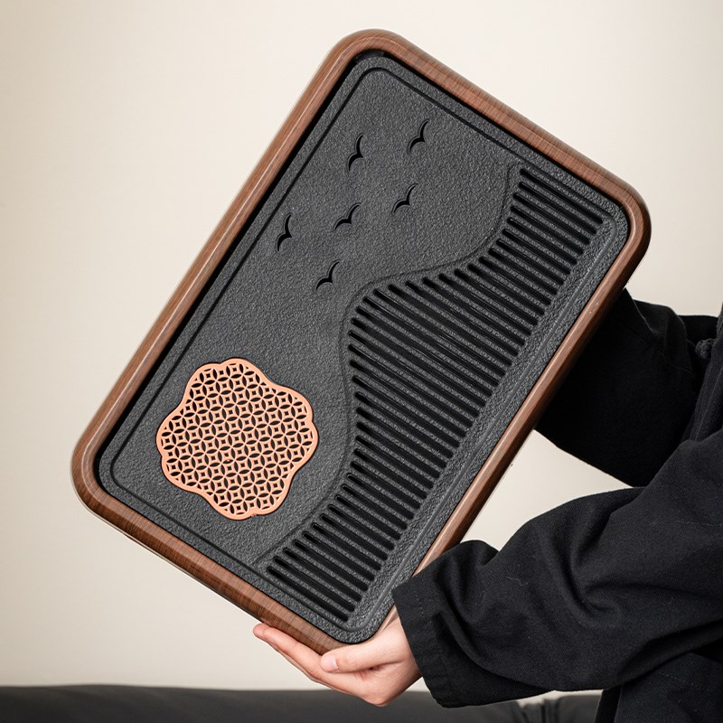 2024新款高档仿乌金石茶盘家用茶台沥水盘茶托盘茶具茶海套装干泡