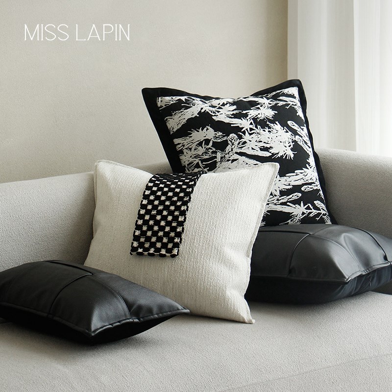 澜品 水墨侘寂民宿黑白抱枕 MISSLPIN 客厅靠垫靠包沙发靠枕腰枕