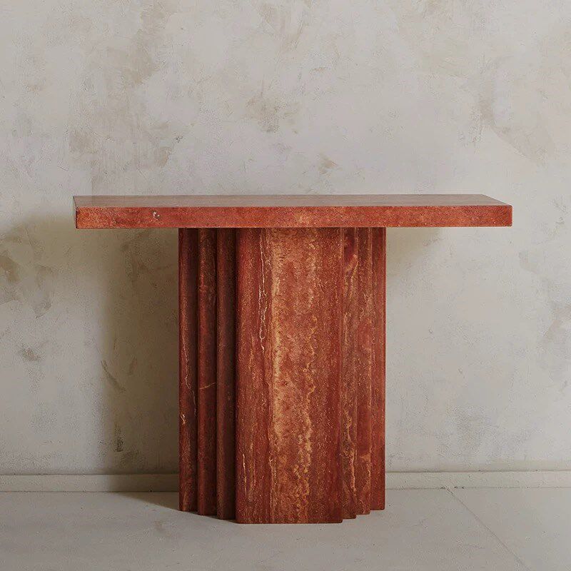 侘寂风天然洞石玄关桌小户型客厅家用入户长条桌走廊靠墙端景台