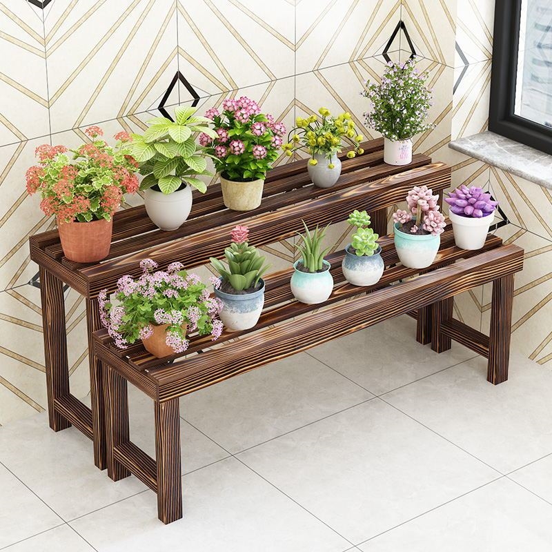 防腐木实木花架置物阶梯子客厅落地式阳台多肉植物花盆架子多层