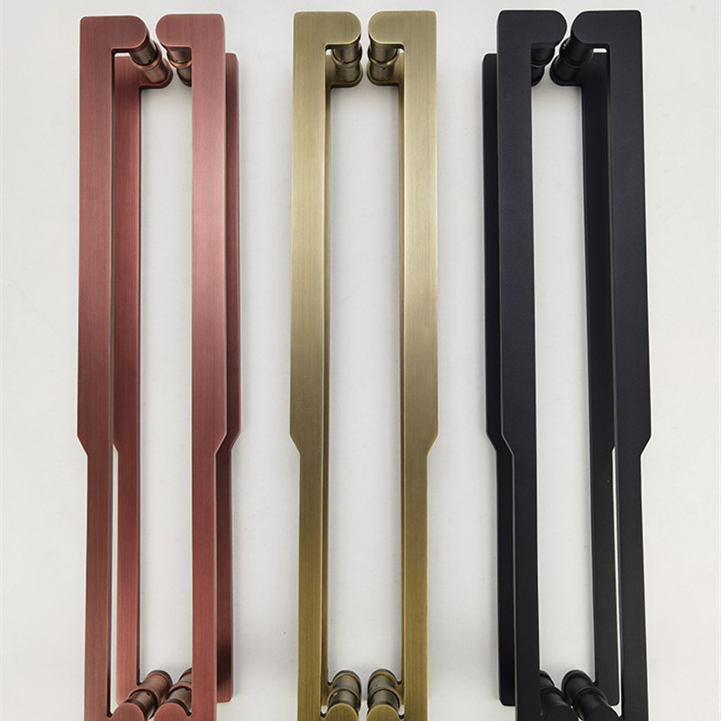 中式简约仿古铜推拉玻璃门拉手黑色酒店包厢木门开大门把手定制