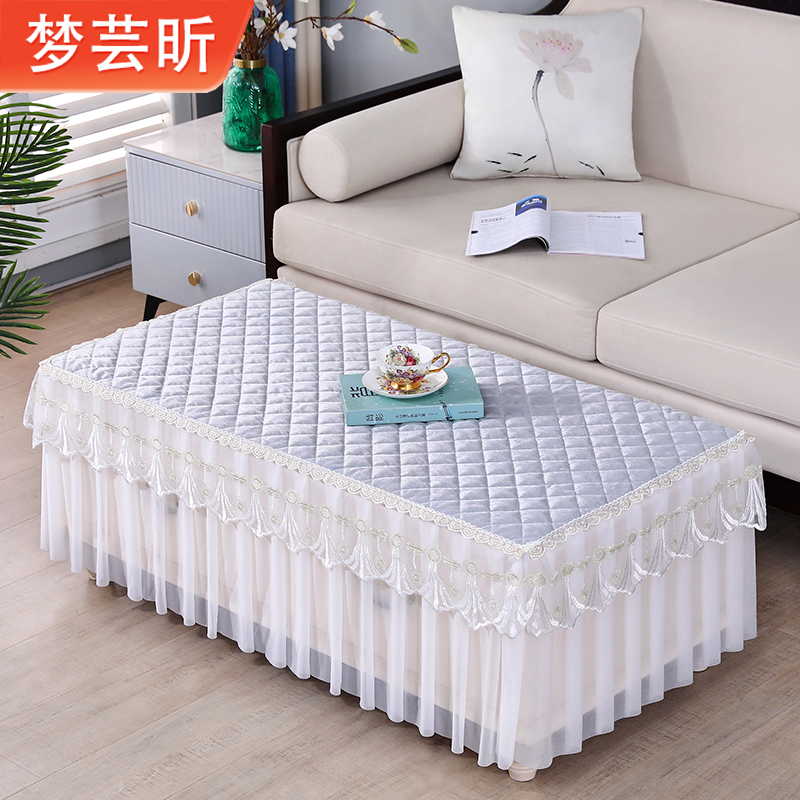 夏季薄款电炉罩烤火罩长方形麻茶几桌子罩套垂纱桌布高档防尘桌罩