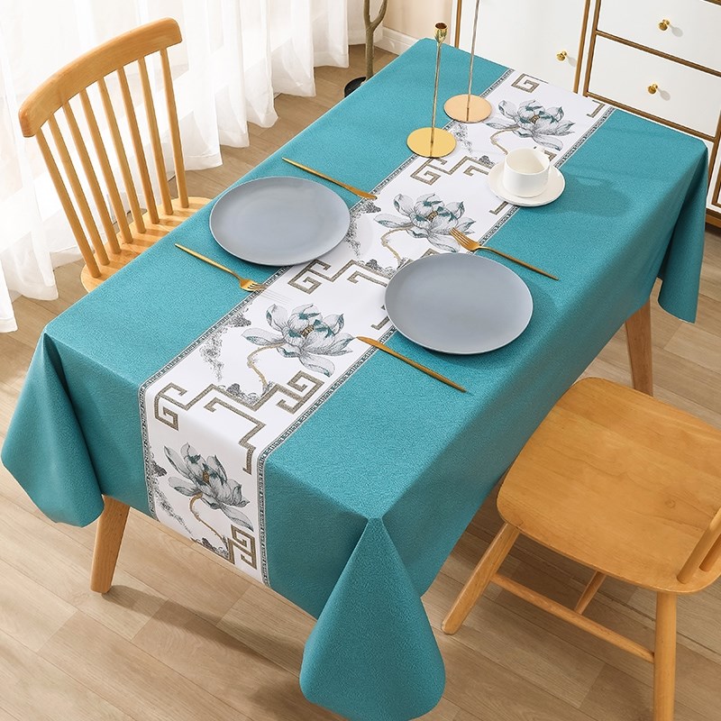 桌布防水防油免洗布艺书桌长方形餐桌布pvc茶几桌垫台布新年防烫