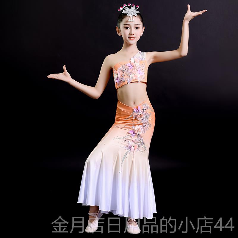 高档原创儿童傣族勐巴拉西傣族滇南映舞少孔雀舞尾水之灵鱼彩云纳