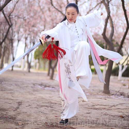 正品马蕾太极新武款太极服绘中国风墨牡丹气功表演服练术功太极春