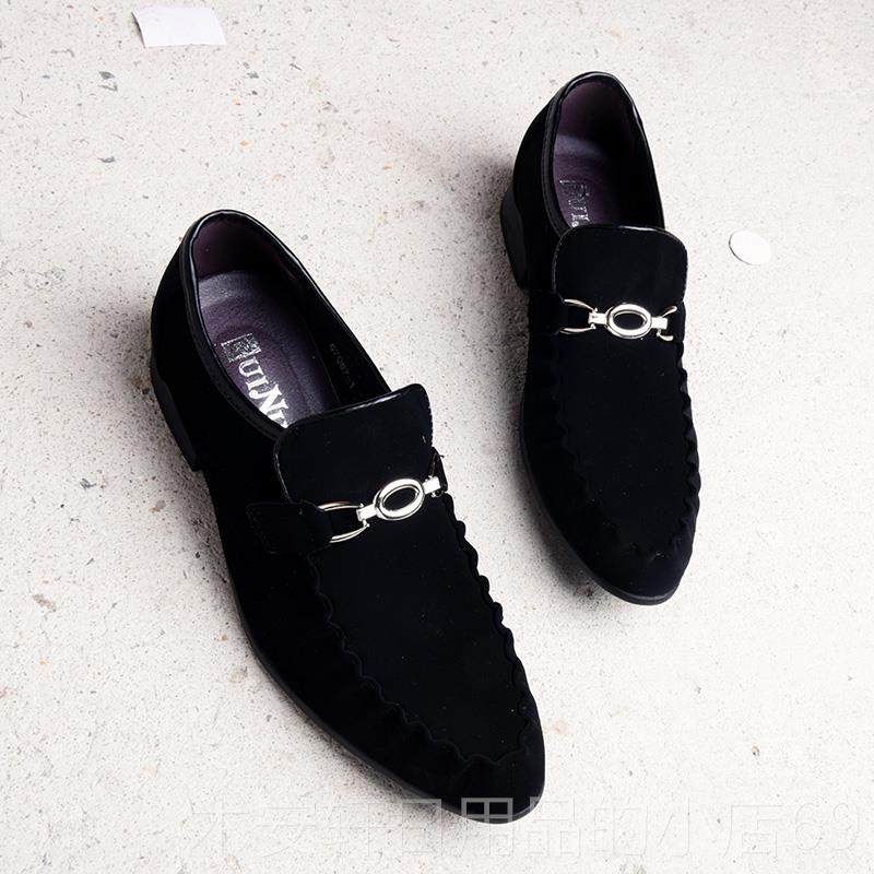 正品无鞋正带皮鞋男春天新款透气伦装尖头休闲男商务一英脚蹬韩版