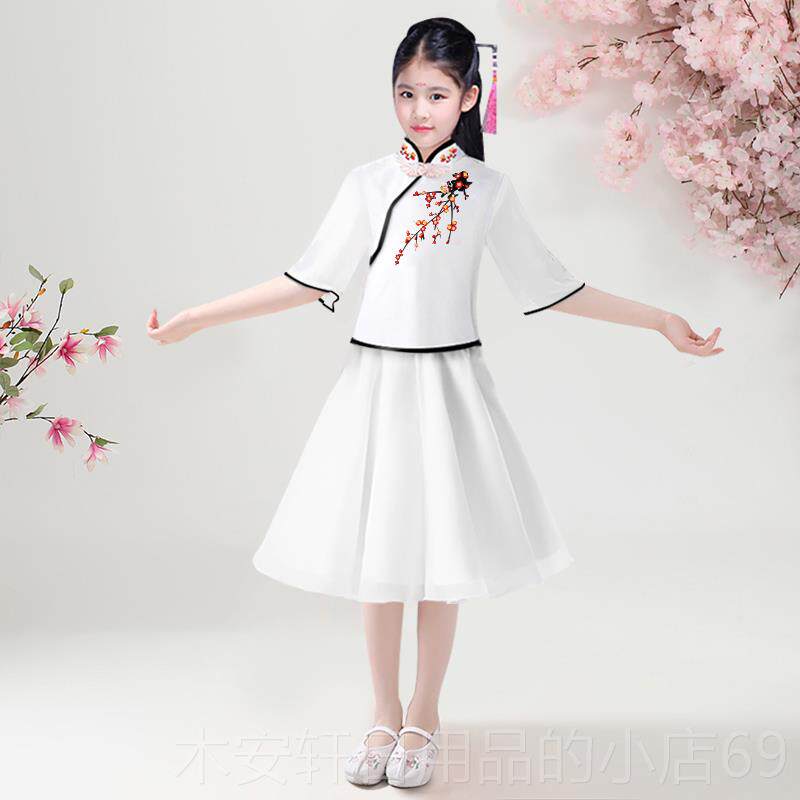 正品女汉服仙女古服女孩梅花刺童绣中国风旗装民国风袍唐装古筝演