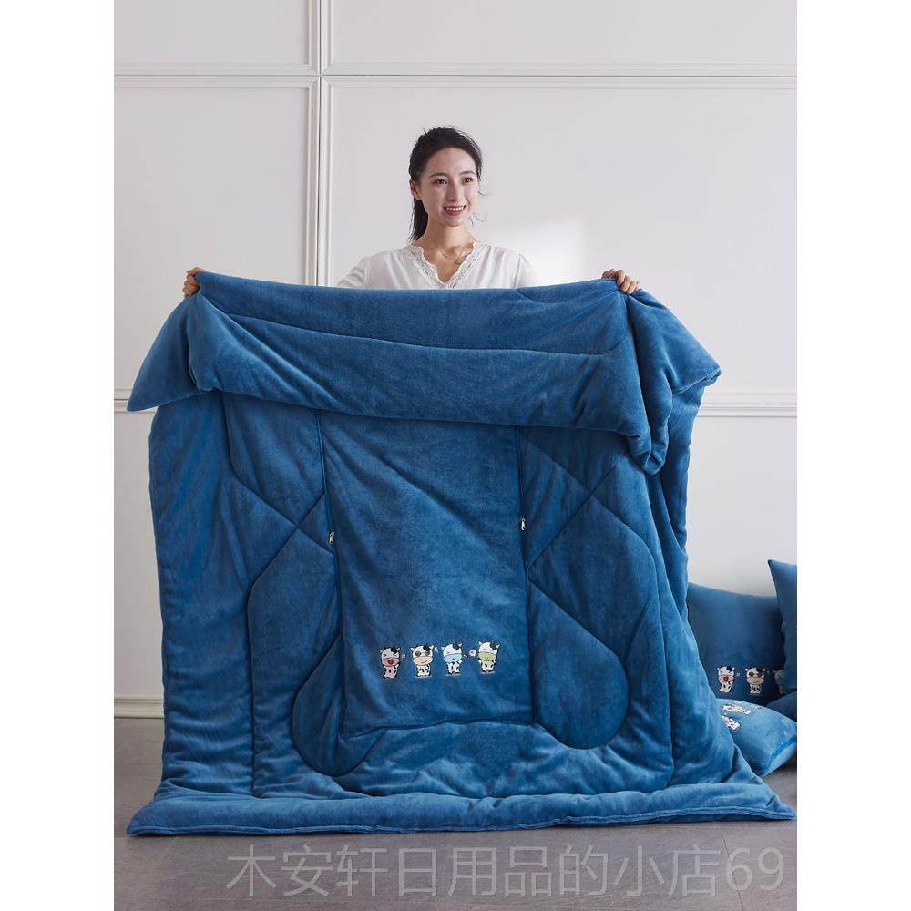 正品加枕冬季抱枕被子两厚用牛奶绒午睡头被调汽车载靠垫办公室空