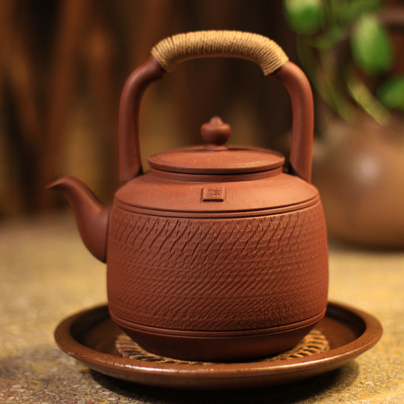 【中式朱泥壶】煮茶养生陶壶家用大容量户外烧水壶纯手拉泡茶壶
