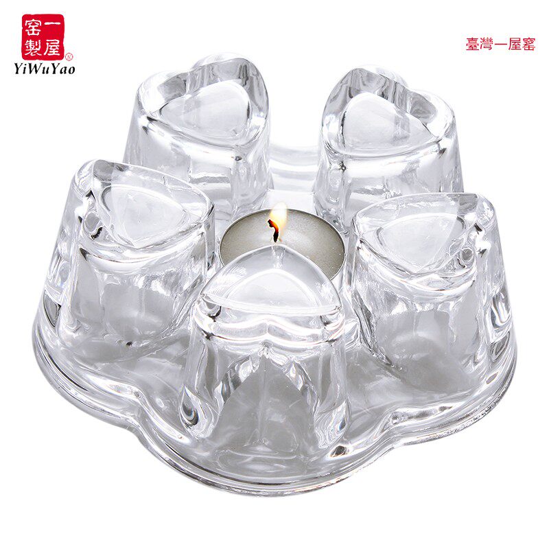 一屋窑 玻璃保温盘 蜡烛加热底盘 空心心型底座 花茶壶加热保温盘
