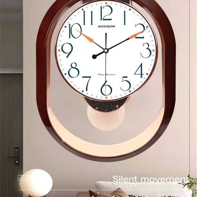 欧仕顿智能对时挂钟客厅家用时尚挂表免打孔静音电波时钟数字简约
