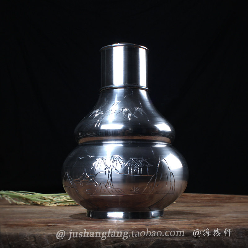 潮汕传统锡葫芦纯手工锡罐醒茶叶罐普洱装茶锡罐潮州老单丛茶罐