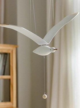 会飞的海鸥木质飞鸟房间客厅阳台装饰品儿童玩具空中悬挂吊饰挂件