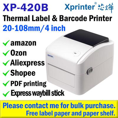 XP-420B White 100mm Barcode Label Printer With USB
