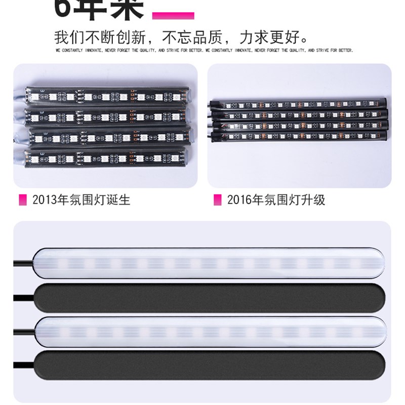 车内氛围灯脚底LED气氛装饰灯条改装汽车七彩音乐节奏声控内饰灯