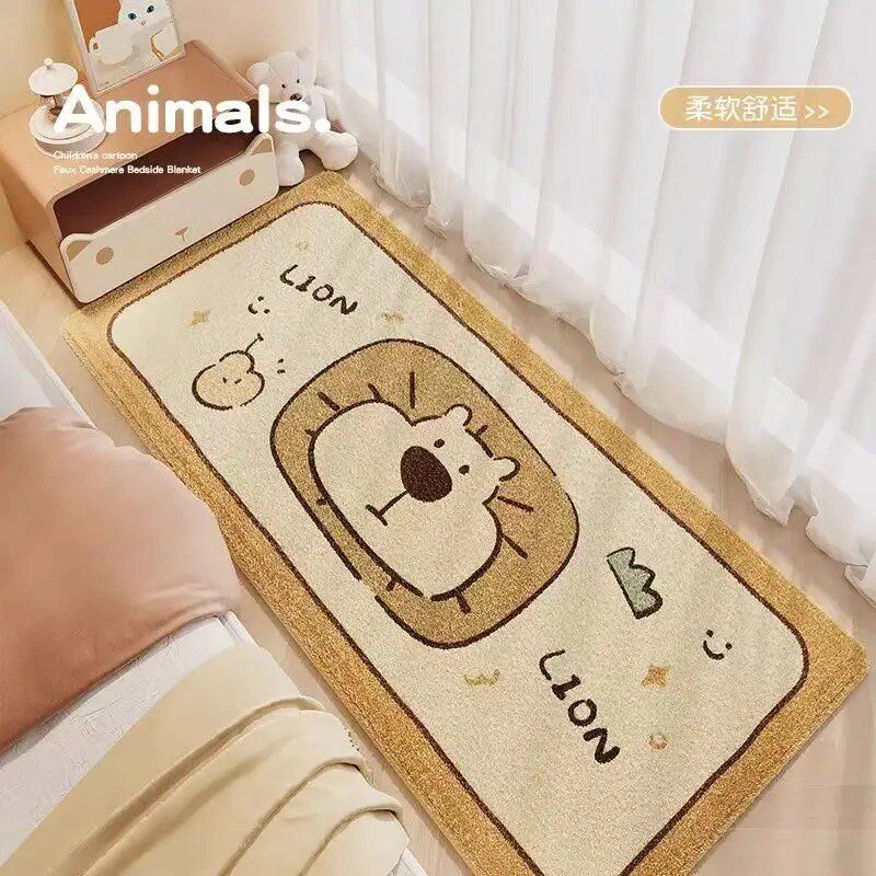 卡通动物床边地毯可爱仿羊绒地毯女孩儿童卧室书房床边加厚地垫