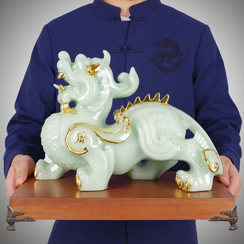 招财玉石貔貅摆件一对皮丘家居客厅酒柜博古架装饰办公室开业礼品