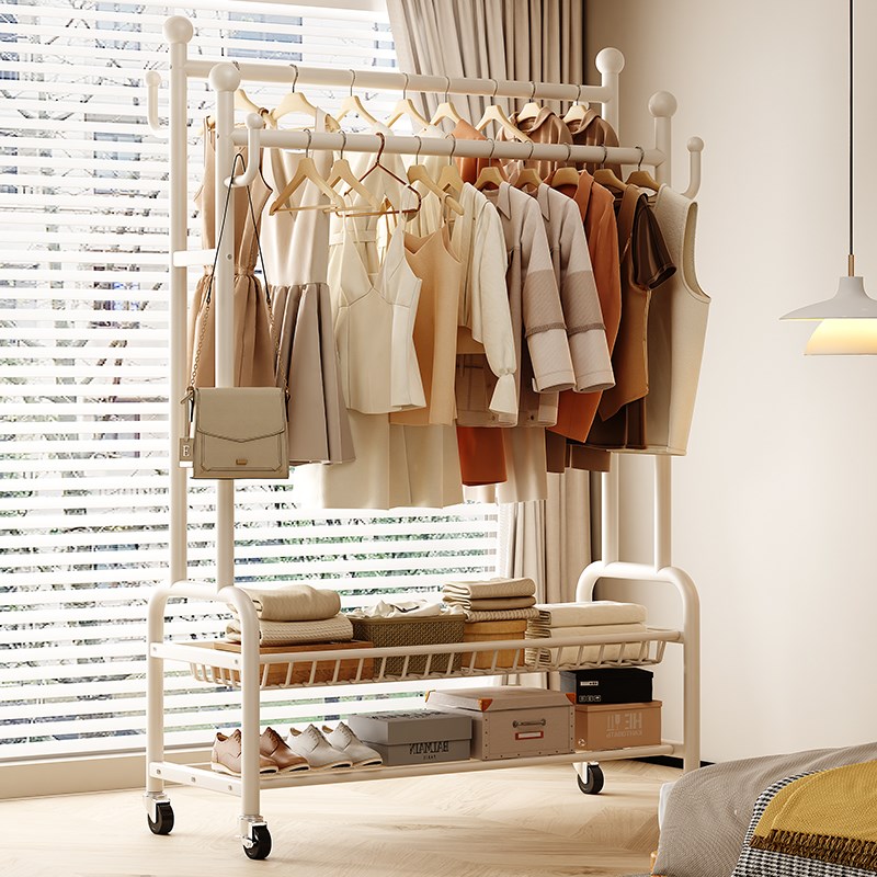 2025新款卧室挂衣架落地晾衣架加粗加厚衣帽架简易衣架移动晒衣架
