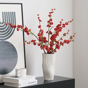 中式田园仿真花腊梅单枝梅花假花家居室内元宵花餐桌装饰摆件干花