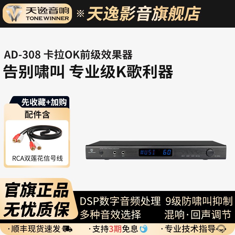 Winner/天逸 AD-308专业卡拉ok混响器家用ktv数字前级效果器