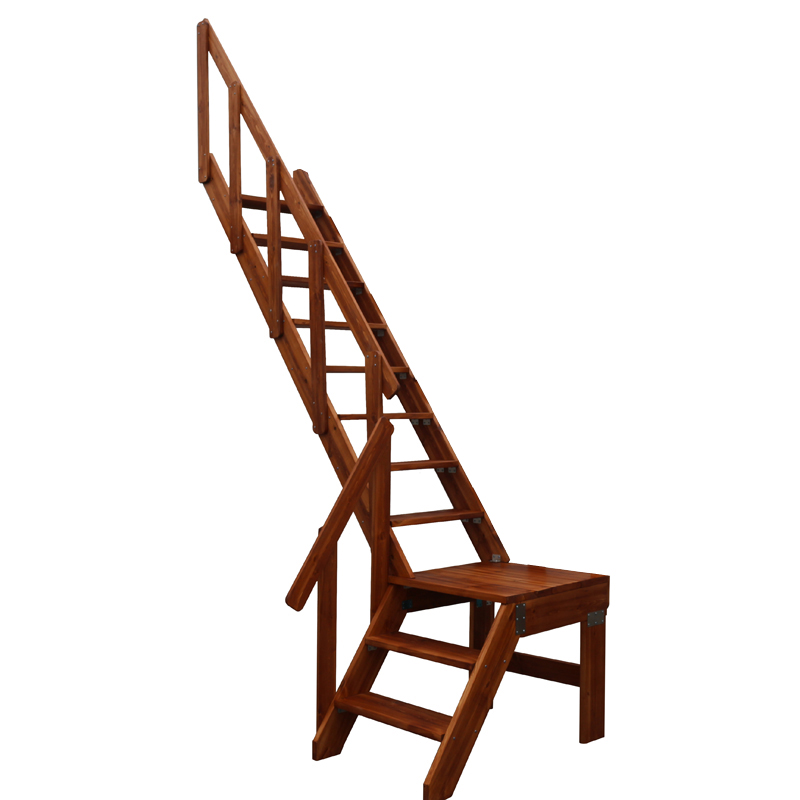 实木楼梯转角旋转家用室内木质别墅复式阁楼楼梯登高舞台直爬梯子