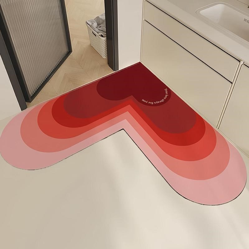 卫生间地垫硅藻泥防滑吸水转角地垫浴室门口2024新款爱心家用耐脏